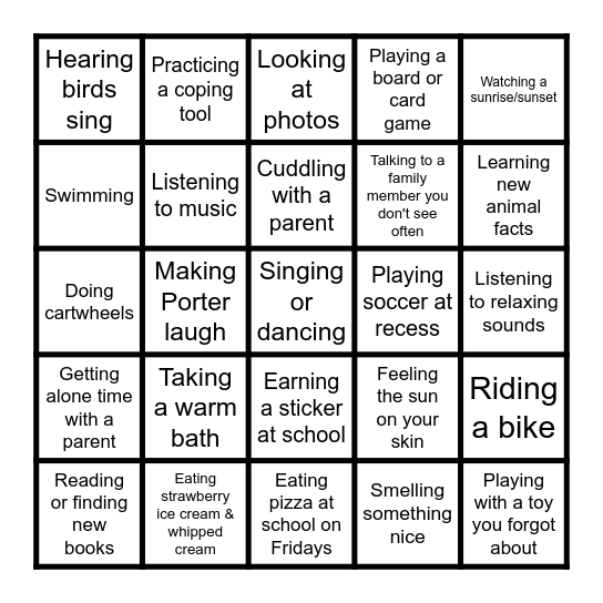 Sunny Moments Bingo Card