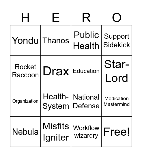 Guardians of the Rx Bingo Card