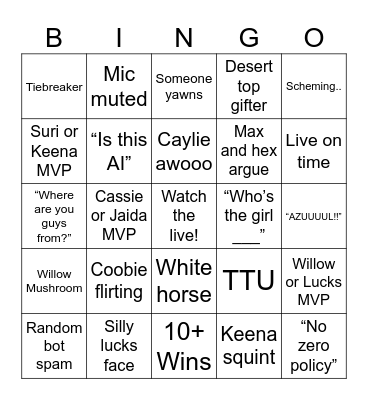 AD Live Bingo! Bingo Card