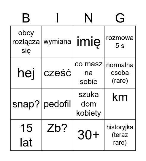 6obcy Bingo Card