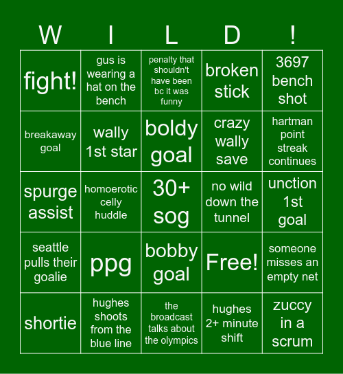 wockey Bingo Card
