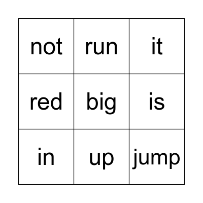 Sight Words - K Bingo Card