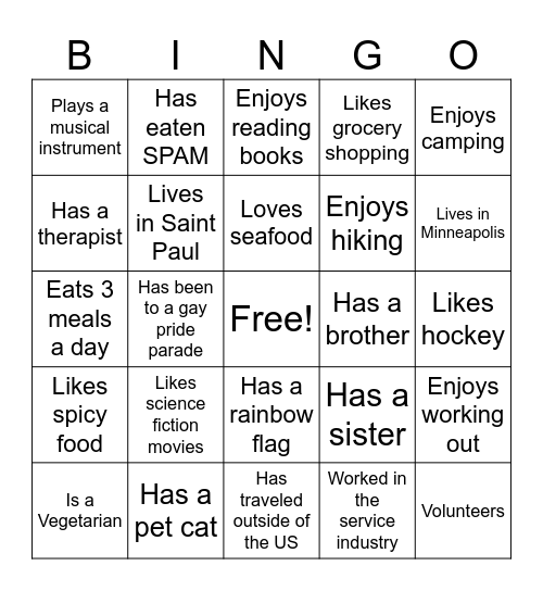 Human Bingo Card
