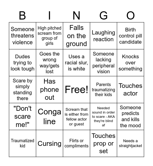 Eloise Asylum Guest Bingo Card