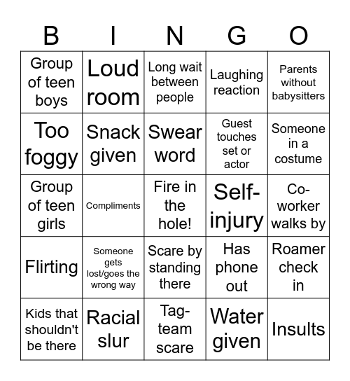 Eloise Asylum Bingo Card