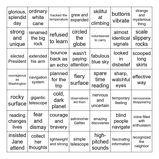 G3 Reading Midterm Review Spring 2026 Bingo Card