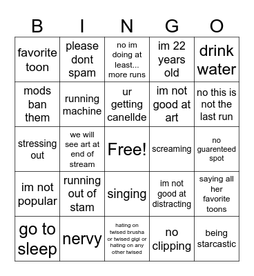 adris saying ro doing something Bingo Card
