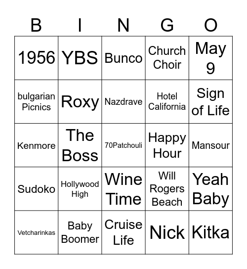 Eleanor Bingo Card