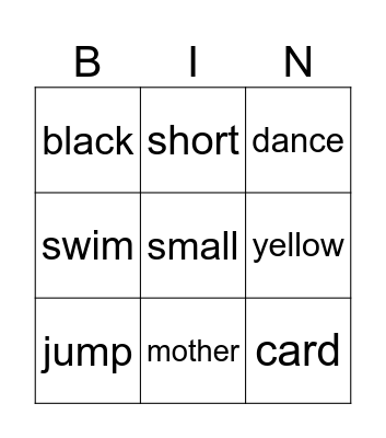 Grade 2 Level Bingo Card