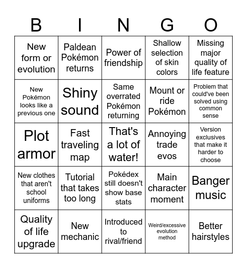 Pokémon Winds & Waves Bingo Card