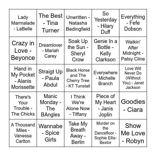Nancy Gets What She Wants Bingo Card