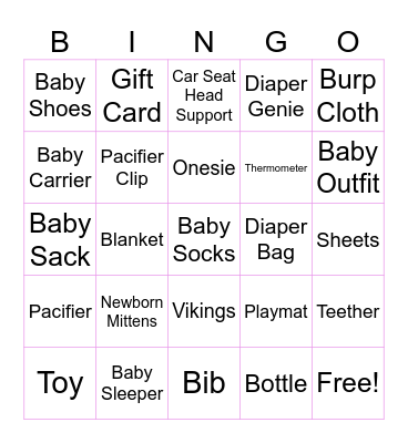 Ashley & Creigh's Twin Baby Shower Bingo Card