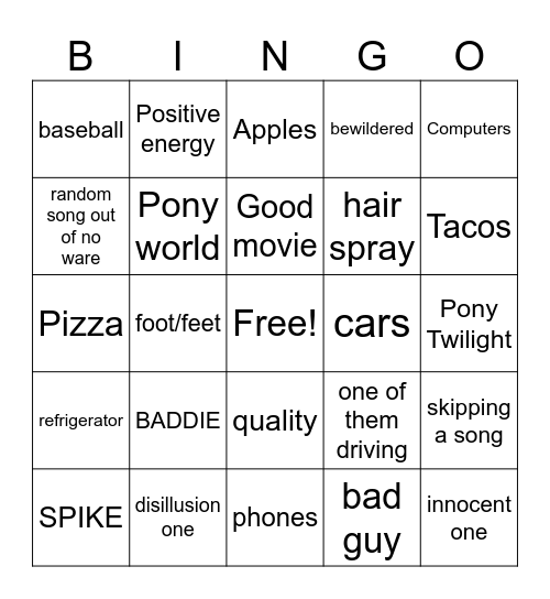 MLP EG ROCKS Bingo Card