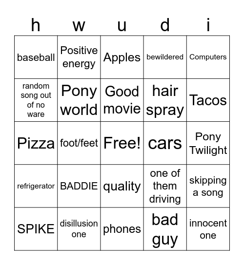 MLP EG ROCKS Bingo Card