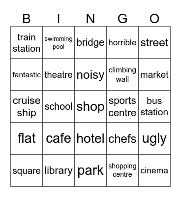 Unit 1: Towns and Cities Bingo Card