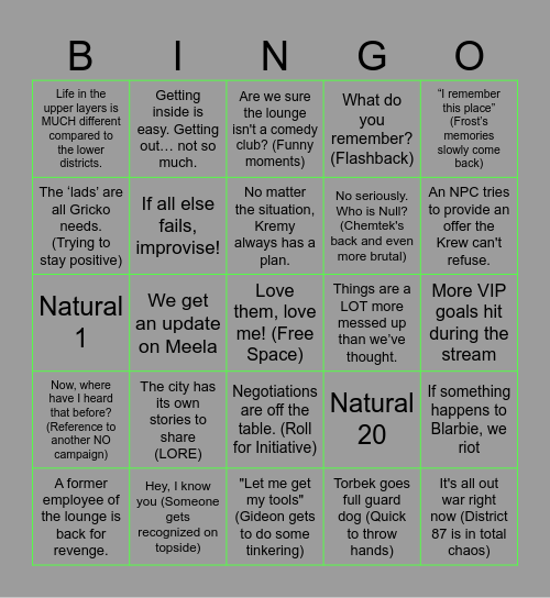 Once Upon A Starlight- Episode 6 Bingo Card