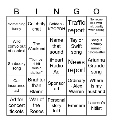 Radio Repeats Bingo Card