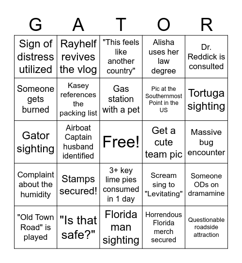 Man I love Florida Bingo Card