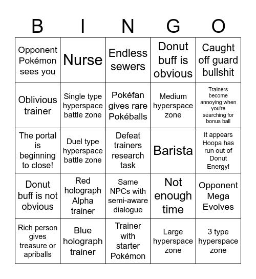 Hyperspace Battle Zone Bingo Card