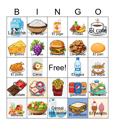 Comida Bingo Card