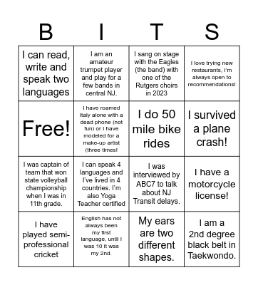BITS Alumni Fireside Bingo Card