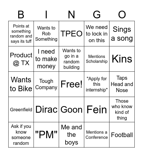 Vaishnuv Words/Phrases Bingo Card