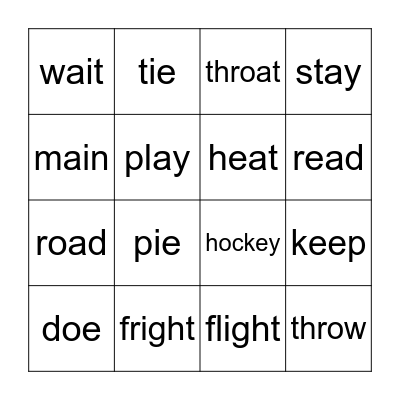 Vowel Teams Bingo Card