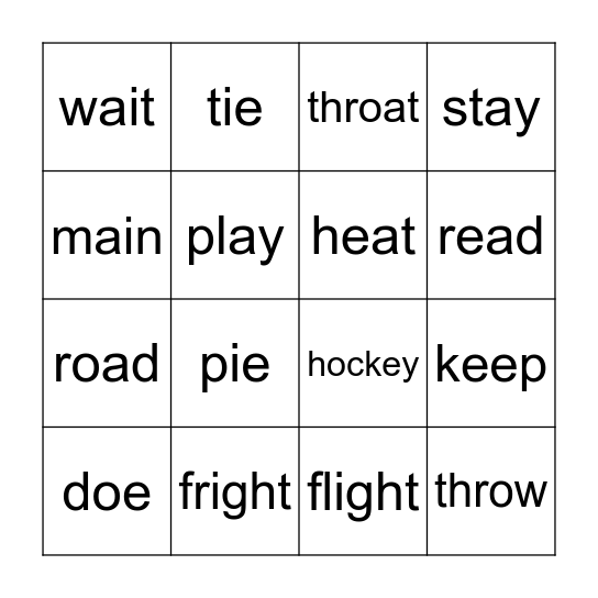 Vowel Teams Bingo Card