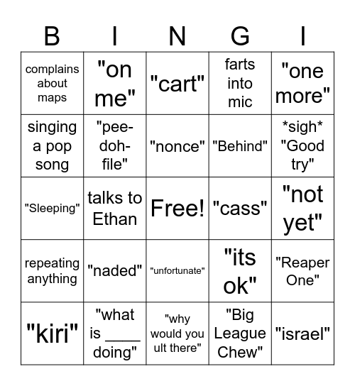 Bingi Bingo Card