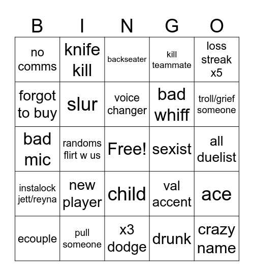 valorant bingo Card