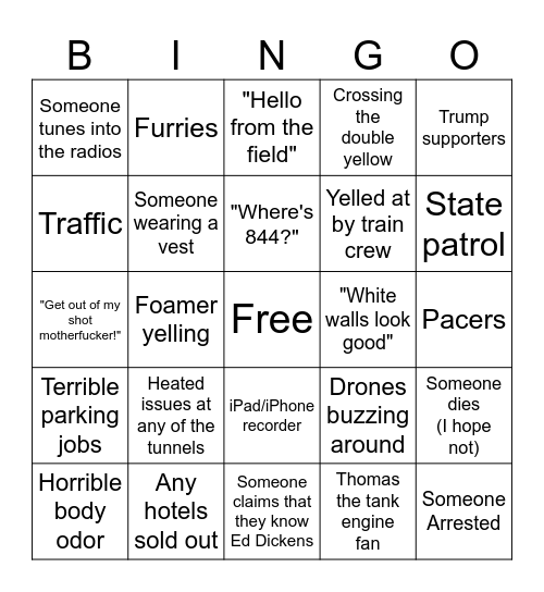 UP 4014 & R&N 2102 Bingo Card