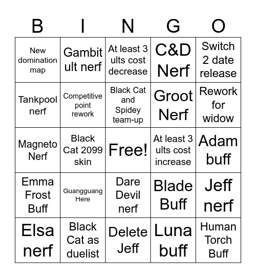 Temporada 7.5 Bingo Card