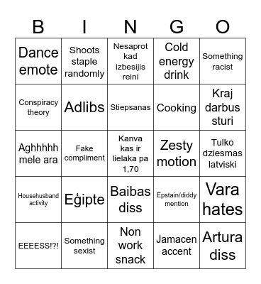 Mingo Bingo Card