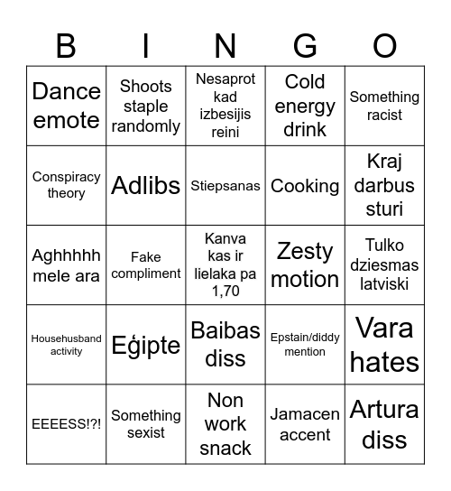 Mingo Bingo Card