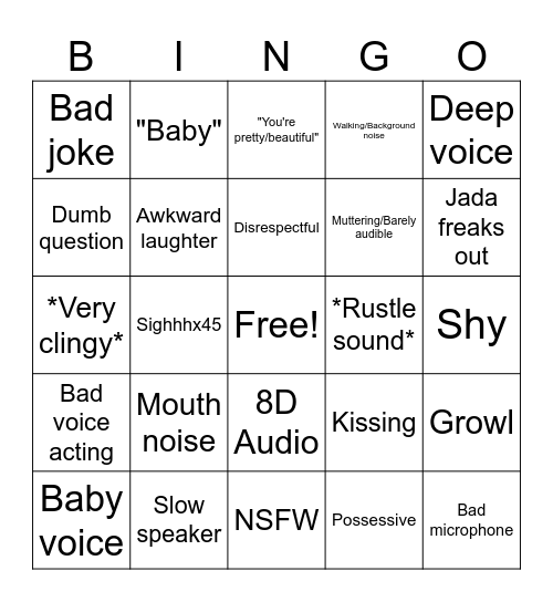 Asmr Bingo 3 Bingo Card