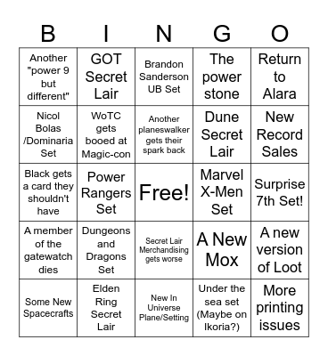 MTG 2027 Bingo Card