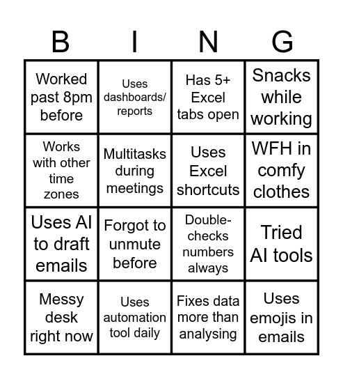 Finance Bingo Card