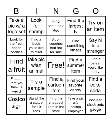 Day Support Costco Bingo Card
