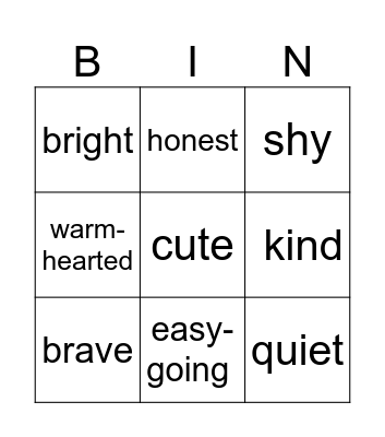 Personality Icebreaker Bingo Card