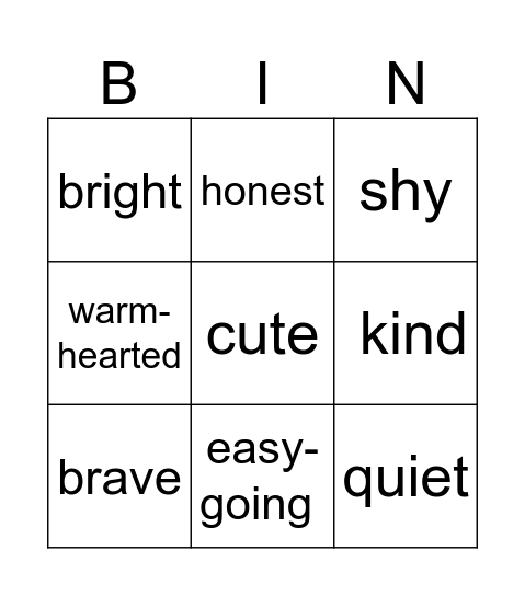 Personality Icebreaker Bingo Card