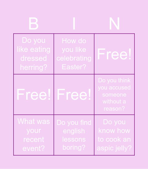 Revision Bingo Card