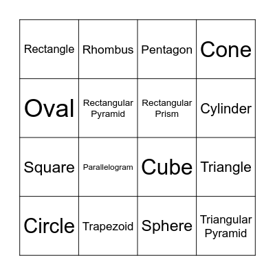 Geometric 2D & 3D Shapes Bingo Card