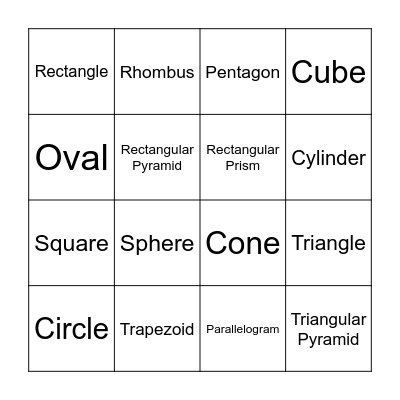 Geometric 2D & 3D Shapes Bingo Card