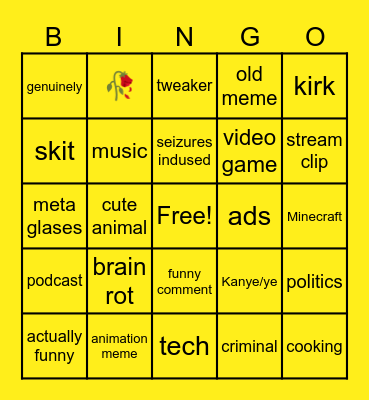 Instagram bingo Card
