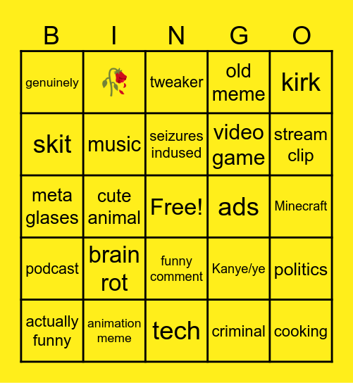 Instagram bingo Card