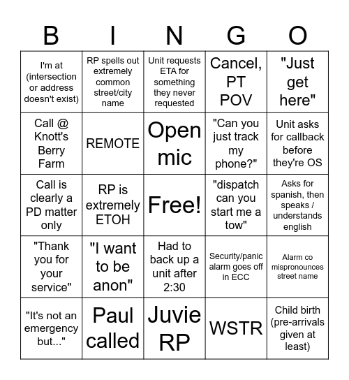 ECC BINGO Card