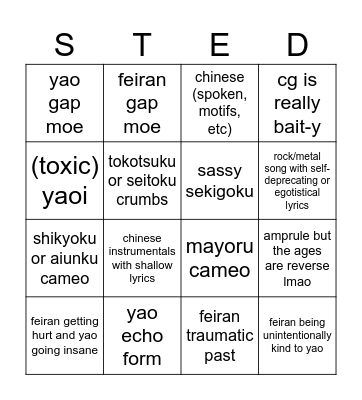 sekigoku predictions Bingo Card