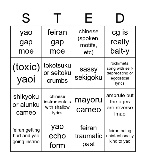 sekigoku predictions Bingo Card