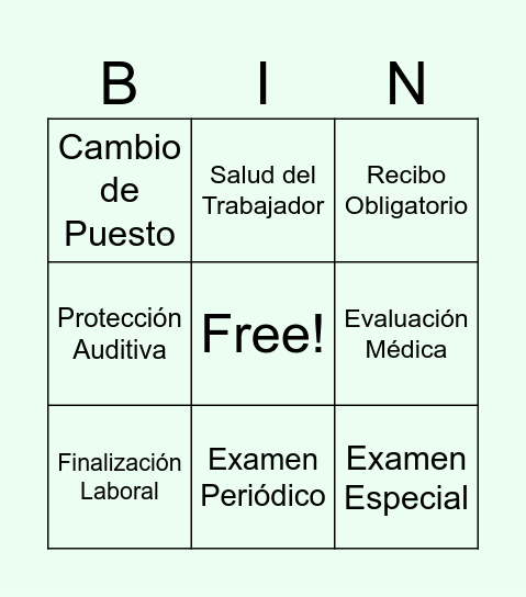 Exámenes Ocupacionales – Día de la Seguridad y Salud” Bingo Card