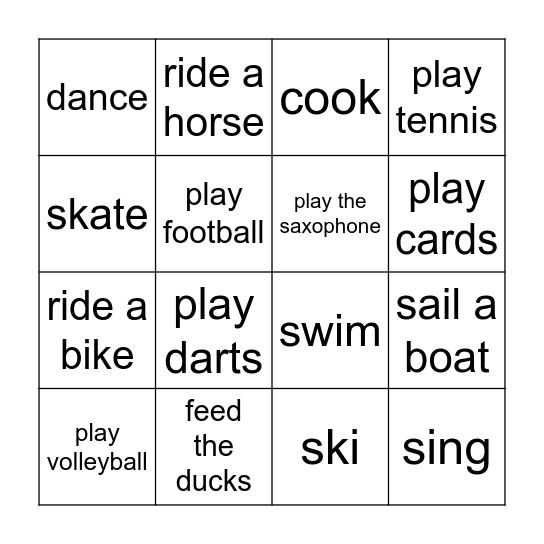 Bingo - free time Bingo Card